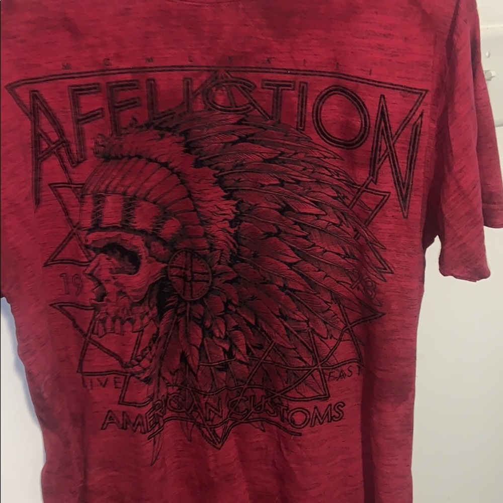 Red and velvet affliction shirt size L